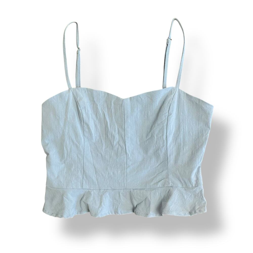Minkpink Spaghetti Strap Crop Top Womens Size S Blue Boho Summer
